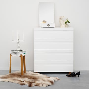 Commode White 4 tiroirs - Pieds en chêne - A2