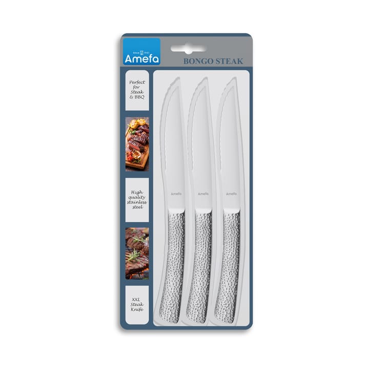 Couteau à steak Bongo lot de 3 - Acier inoxydable - Amefa