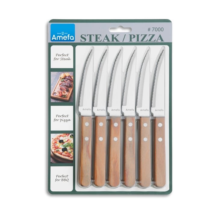 Couteau à steak Pizza lot de 6 - Chêne - Amefa