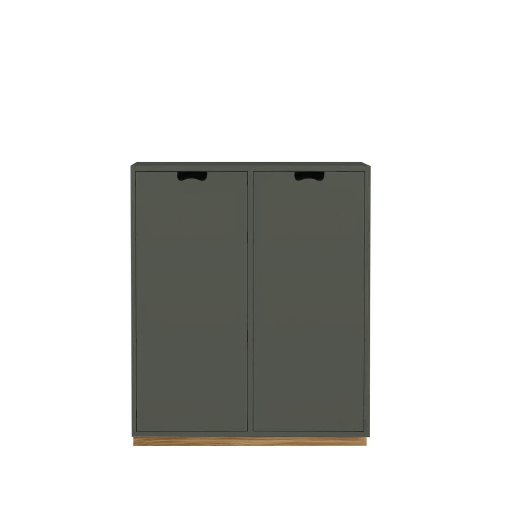 Asplund Armoire Snö E green khaki,base en chêne, portes opaques, dj.30 cm