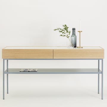 Luc 160 table console - chêne teinté noyer (p4), plateau en marbre, support white - Asplund