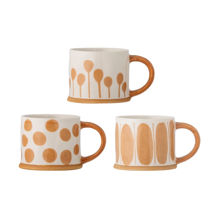 Mug Linora 45 cl, pack de 3 - Blanc-brun - Bloomingville