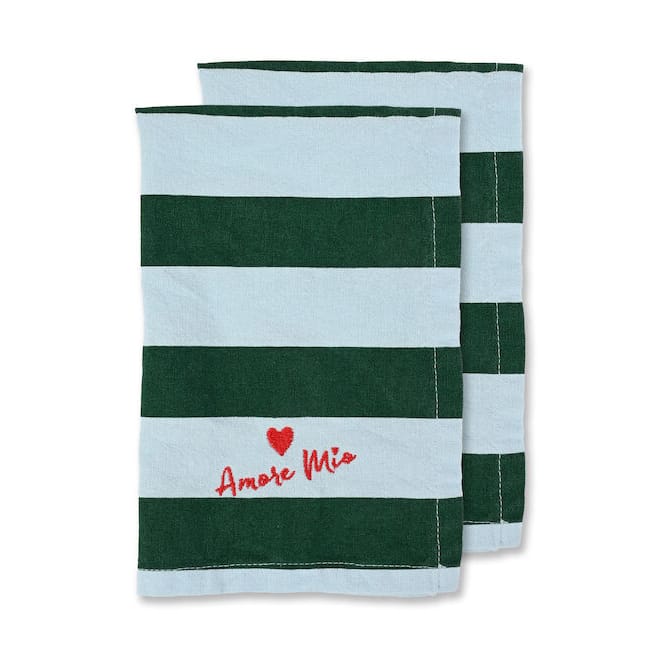 Serviette Love 45x45 cm paquet de 2 - Vert-bleu clair - Byon