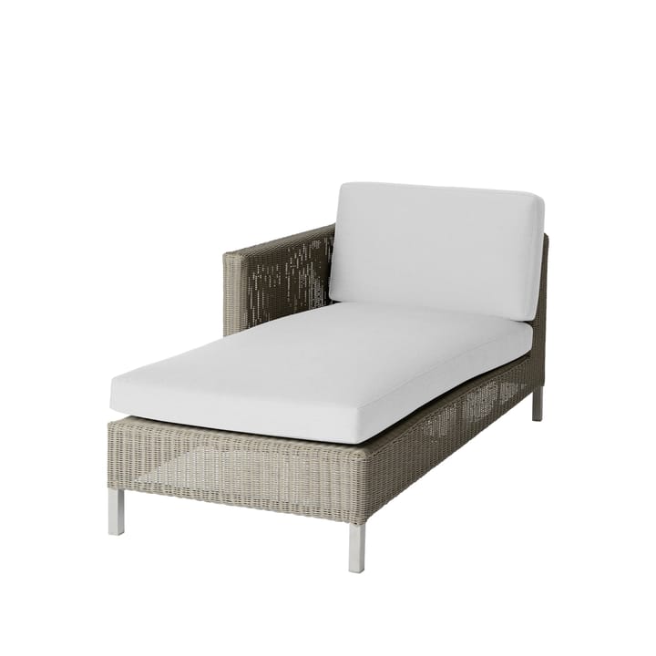 Chaise longue Connect, Taupe, coussins blancs Cane-line