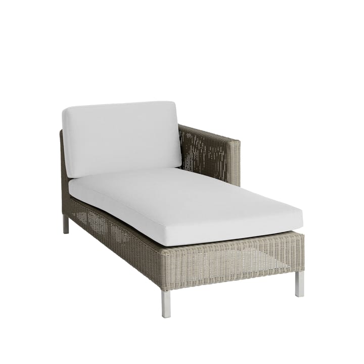 Chaise longue Connect, Taupe, coussins blancs Cane-line