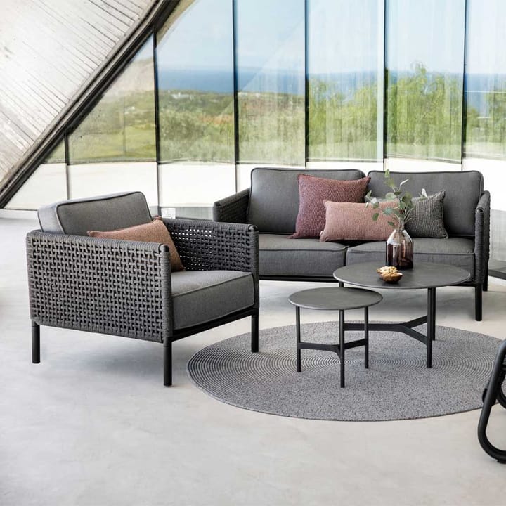 Fauteuil lounge Encore, Cane-Line airtouch lava grey/dark grey, incl. coussins Cane-line