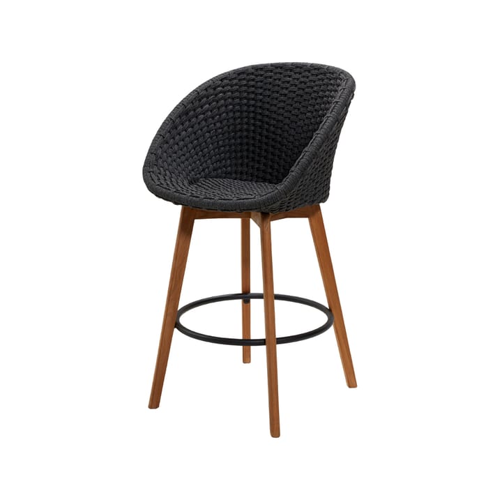 Tabouret de bar Peacock - Dark grey, pieds en teck - Cane-line