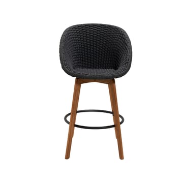 Tabouret de bar Peacock - Dark grey, pieds en teck - Cane-line