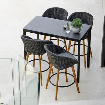 Tabouret de bar Peacock - Dark grey, pieds en teck - Cane-line