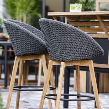 Tabouret de bar Peacock - Dark grey, pieds en teck - Cane-line