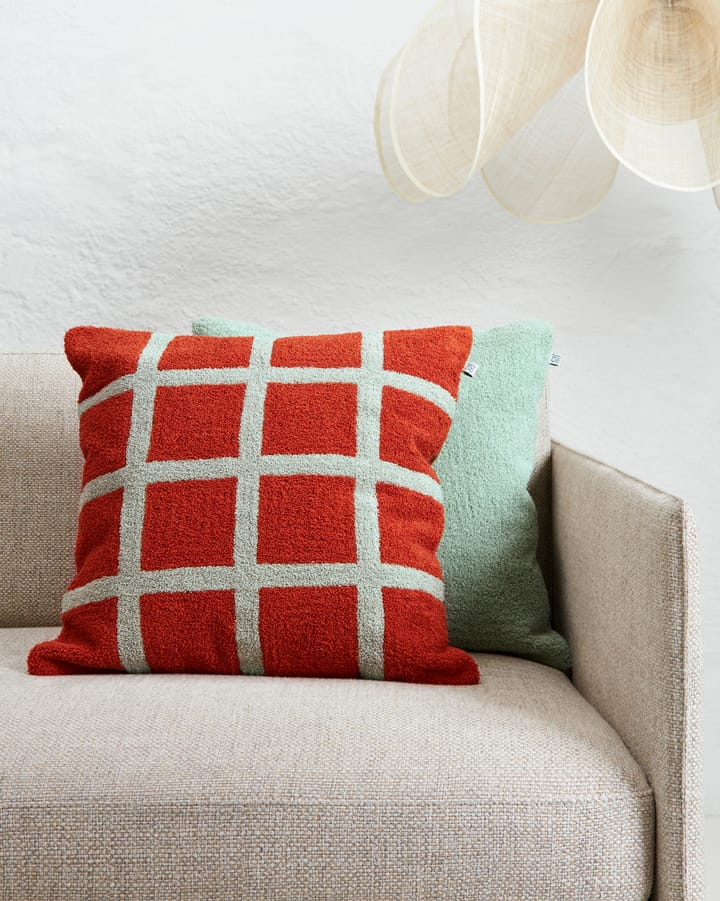 Housse de coussin Check 50x50 cm, Apricot orange-aqua Chhatwal & Jonsson