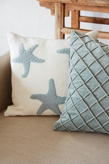 Taie Star Fish 50x50 cm - Off white-aqua - Chhatwal & Jonsson