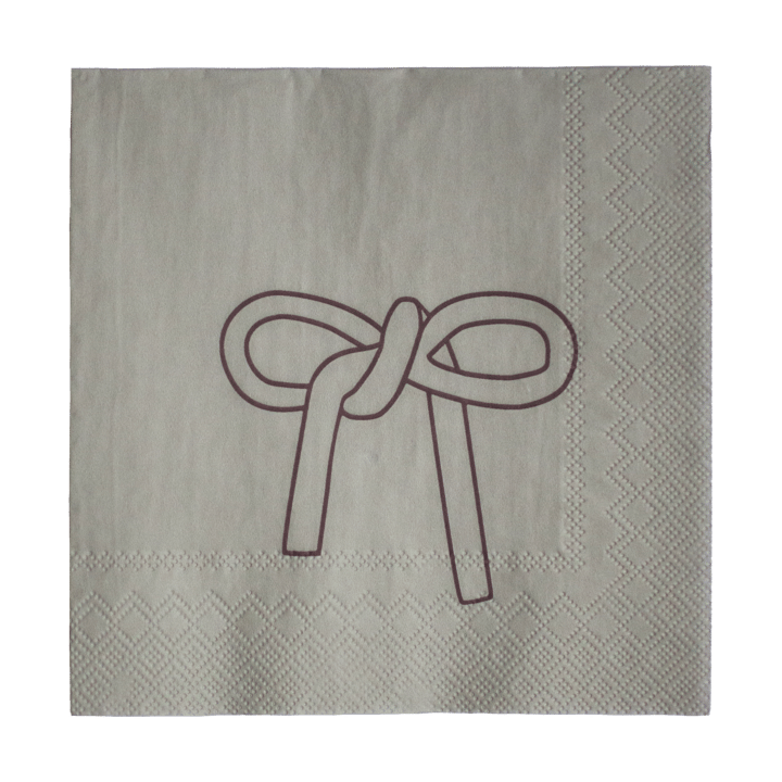 Serviette en papier Bow 33x33 cm Lot de 20 - Beige - DBKD