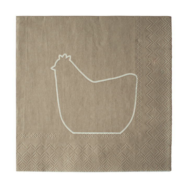 Serviette en papier Happy hen 33x33 cm Lot de 20 - Brun - DBKD