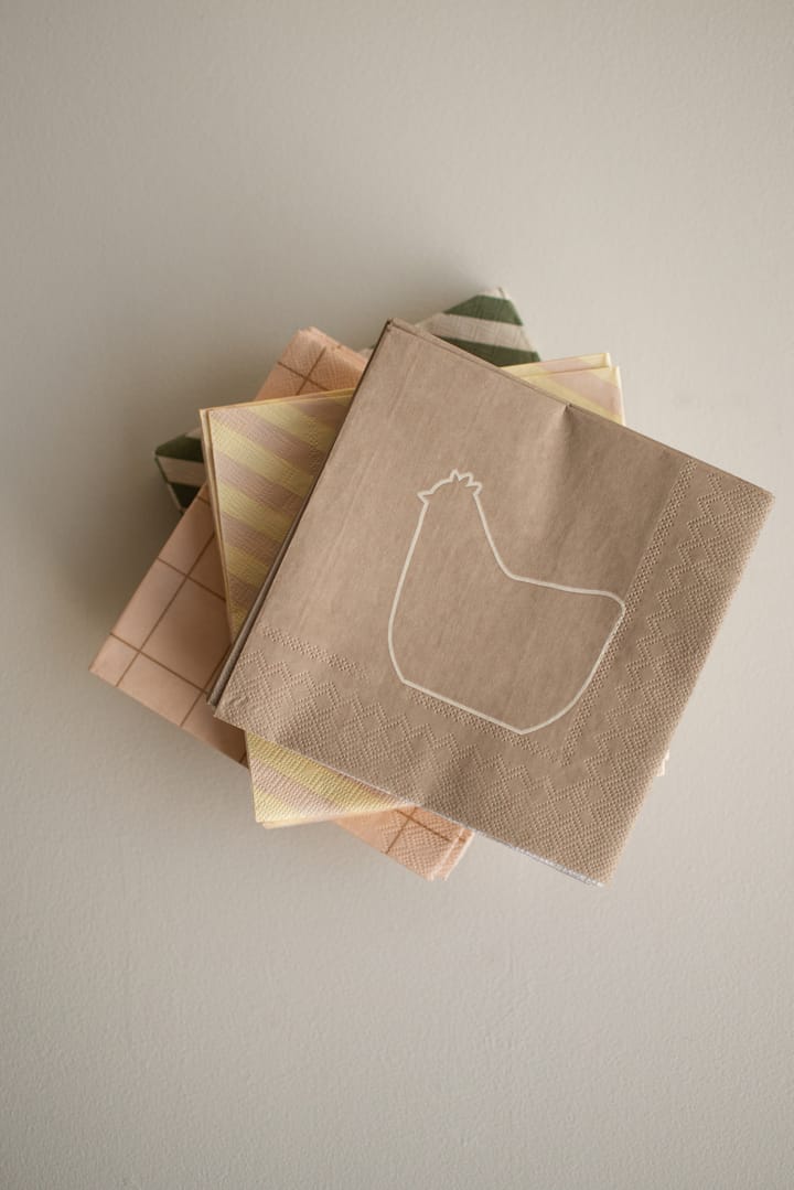 Serviette en papier Happy hen 33x33 cm Lot de 20, Brun DBKD