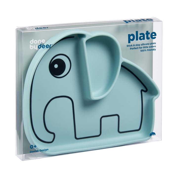 Assiette pour enfants Elphee Stick&Stay 17x20 cm, Bleu Done by deer