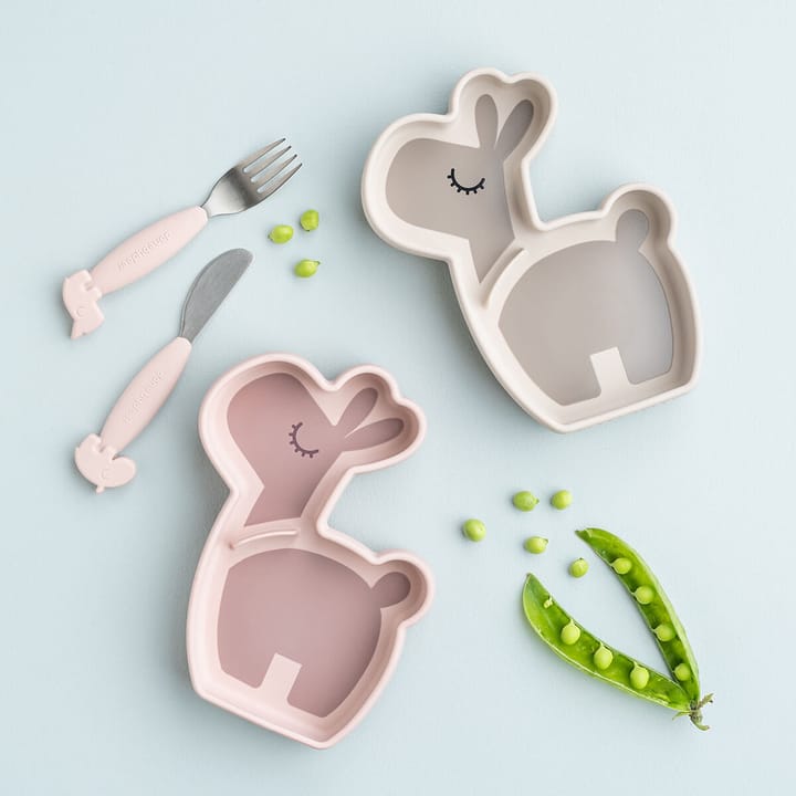 Assiette pour enfants Lalee Stick&Stay 13,5x18 cm, Poudre Done by deer