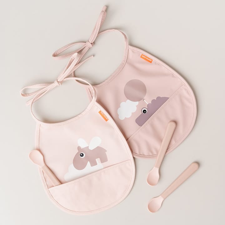 Ensemble de petits bavoirs Happy Clouds Tiny, lot de 2, Poudre Done by deer