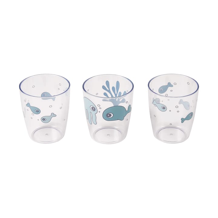 Mini-verres Sea Friends yummy, lot de 3, 12 cl, Bleu Done by deer