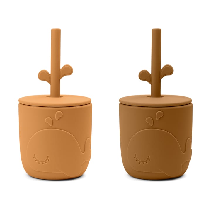 Mug Wally avec paille peekaboo, lot de 2, Moutarde Done by deer