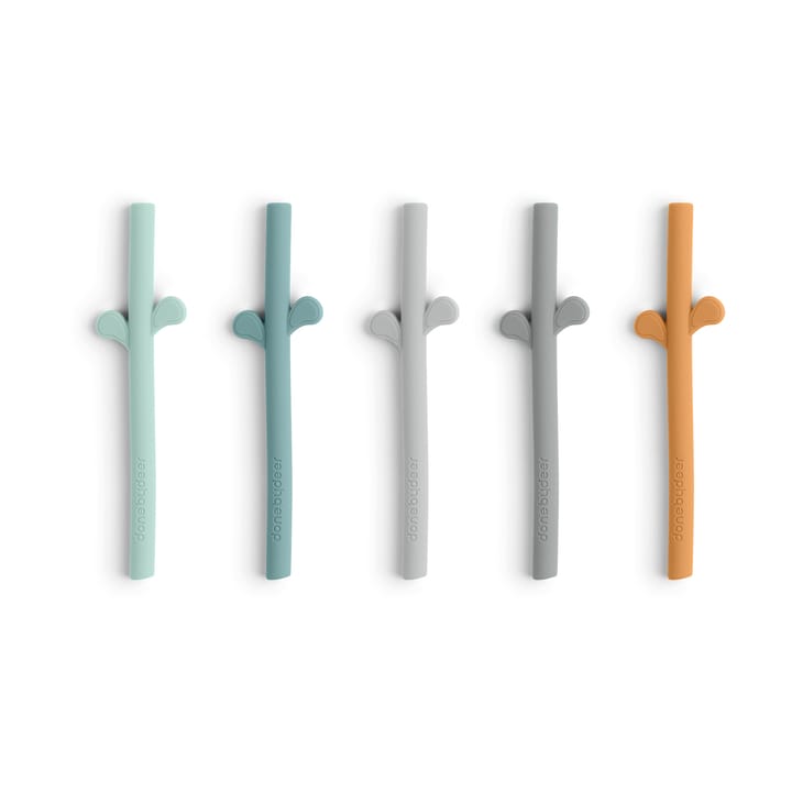 Pailles en silicone Peekaboo, lot de 5, Bleu Done by deer