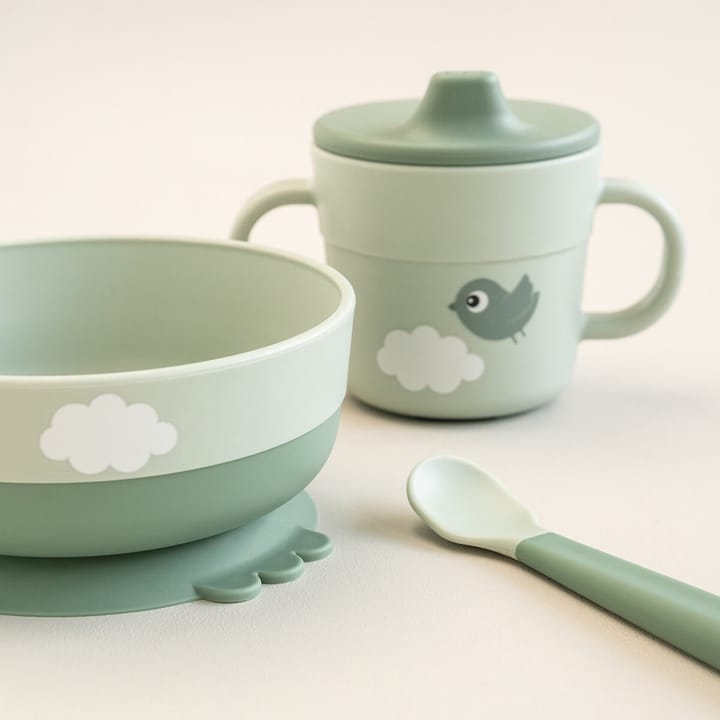 Set de repas premier âge Happy Clouds 3 pièces, Vert Done by deer