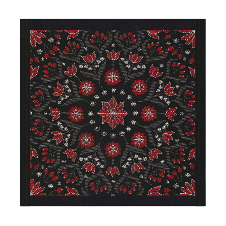 Serviette Bettys Jul 35x35 cm - Rouge-noir - Ekelund Linneväveri