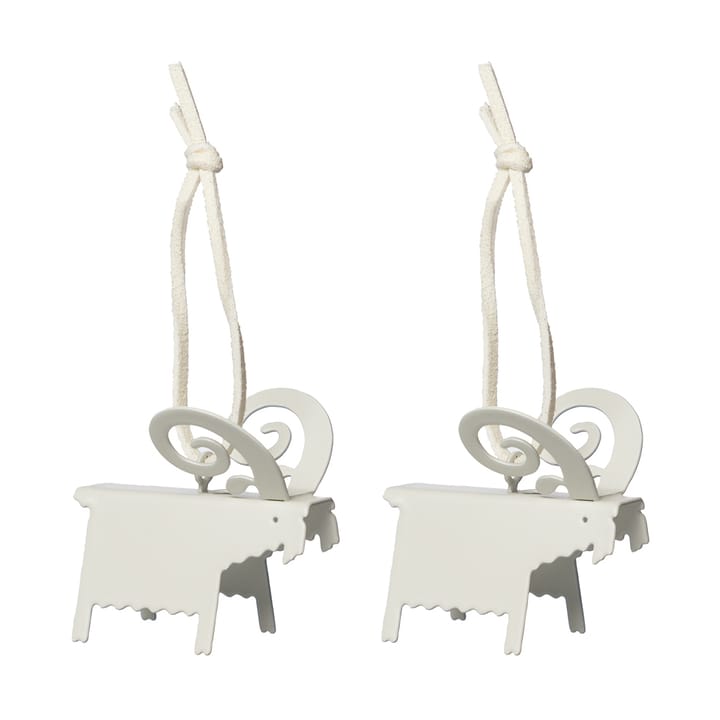 Suspensions de Noël Ernst bouc lot de 2 - Blanc 5 cm - ERNST