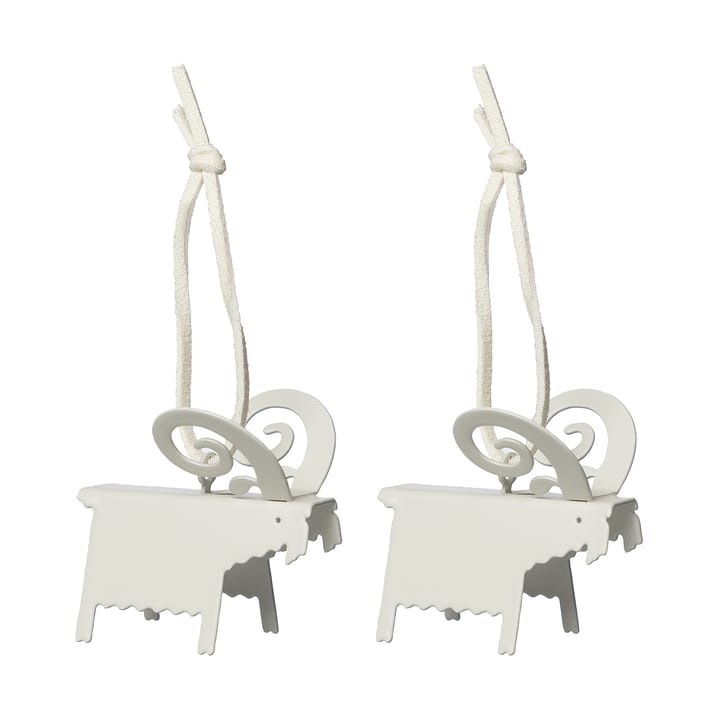 Suspensions de Noël Ernst bouc lot de 2 - Blanc 7 cm - ERNST