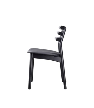 Chaise J48 - Oak black painted-black leather - FDB Møbler