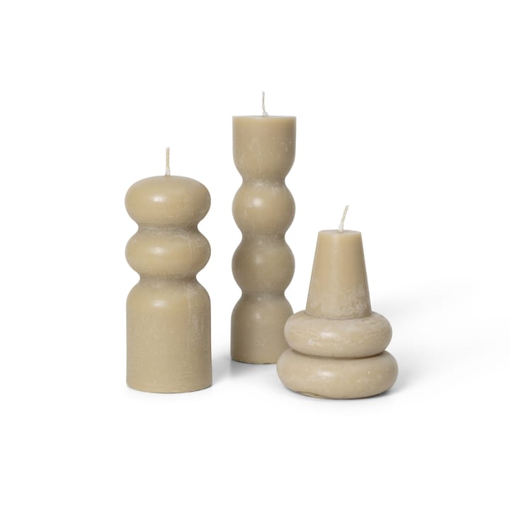 Lot de 3 bougies Torno Ø4 cm, Sable ferm LIVING