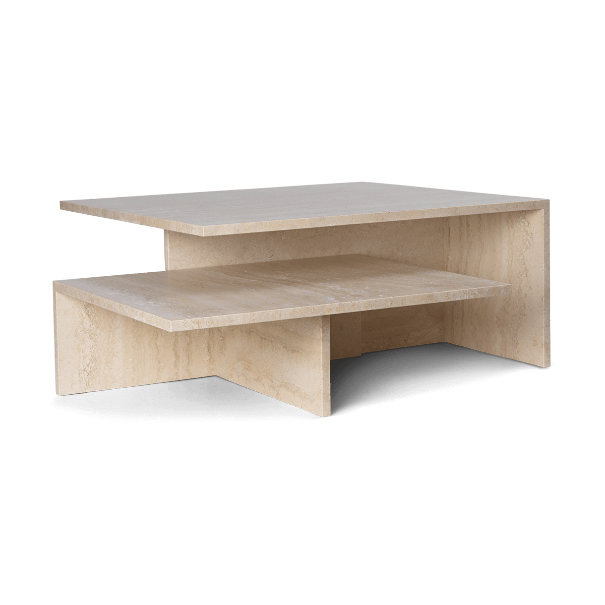 ferm LIVING Table basse Distinct Grande Duo 133x70x35 cm Travertin