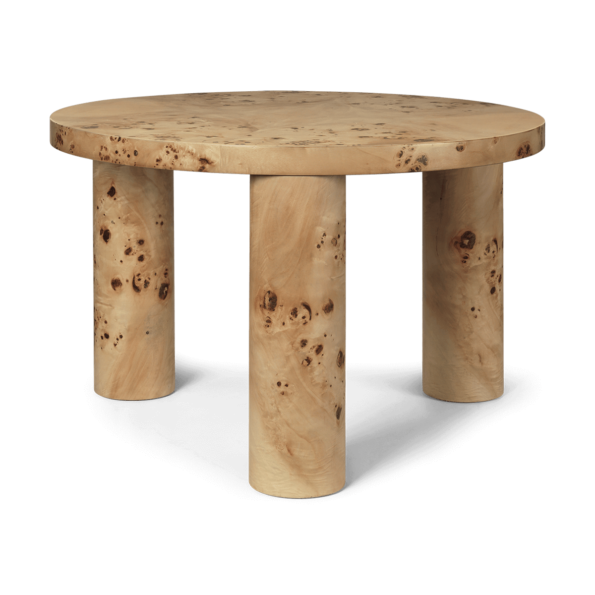 ferm LIVING Table basse Post petite Ø65 cm Burl veneer