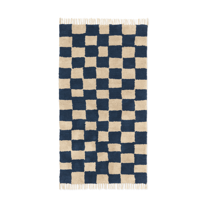 Tapis en coton Mara 80x150 cm - Bleu profond-Sable chaud - Ferm LIVING