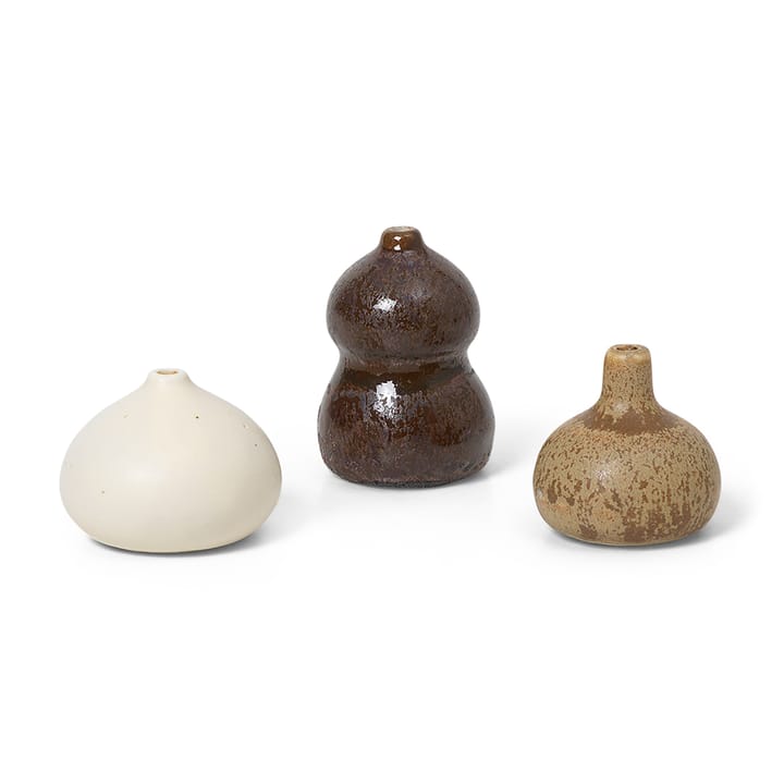 Vase Komo Mini lot de 3 - Brown-white - Ferm LIVING