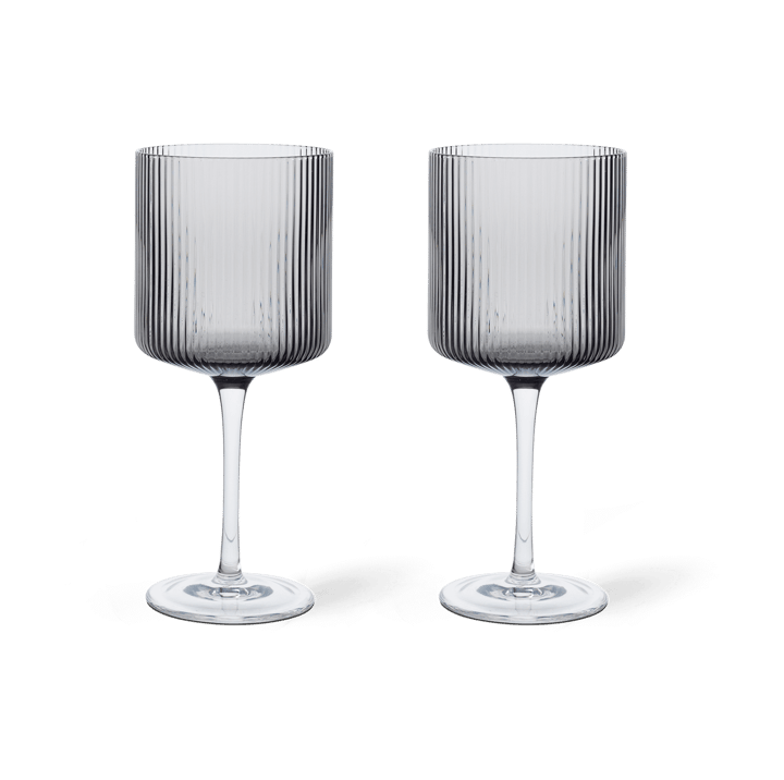 Verre à vin rouge Ripple 32,5 cl Lot de 2 - Smoked grey - ferm LIVING