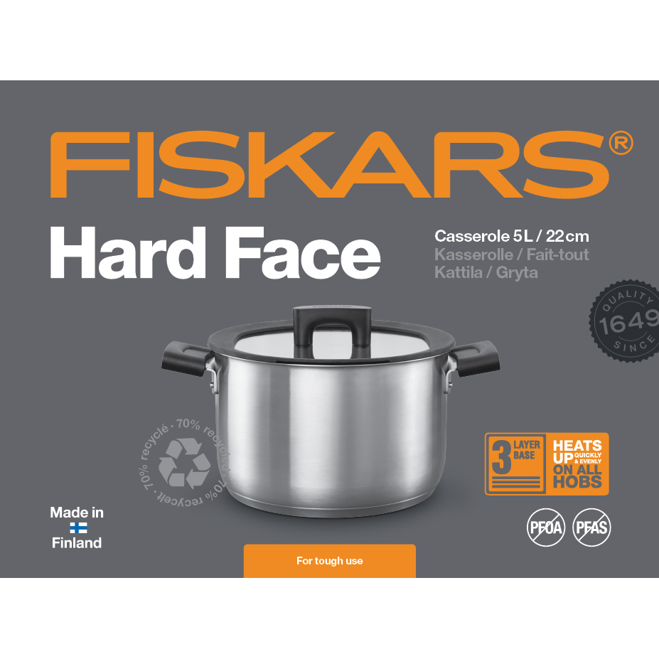 Fiskars Fait-tout - All Steel + - 18 cm/2,5L - avec couvercle