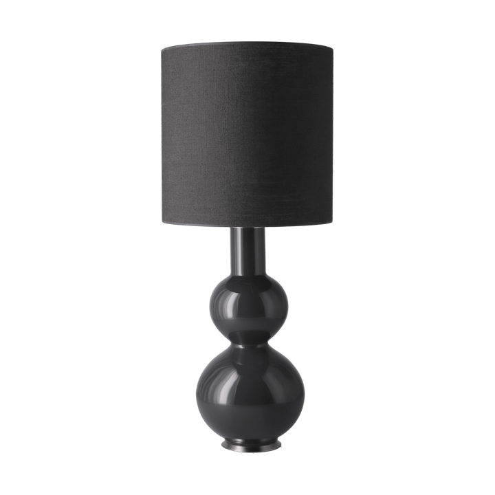 Lampe de table Augusta, base grise - Lino Negro M - Flavia Lamps