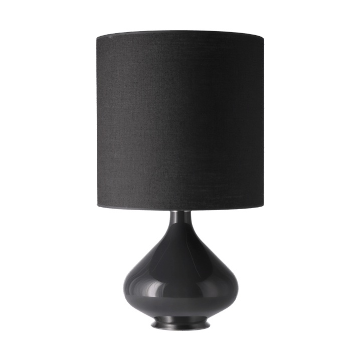 Lampe de table Flavia, base grise - Lino Negro M - Flavia Lamps