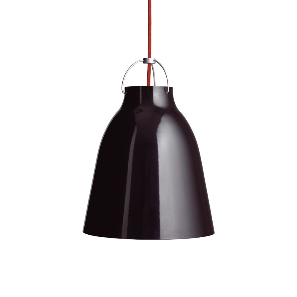 Fritz Hansen Suspension Caravaggio 2 Noir brillant-câble textile rouge