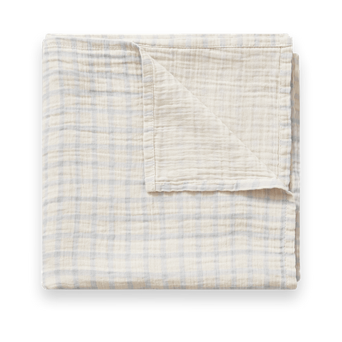 Couverture en mousseline Gingham Sky Blue Muslin - 110x110 cm - Garbo&Friends