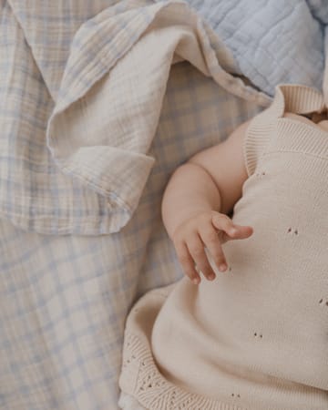 Couverture en mousseline Gingham Sky Blue Muslin - 110x110 cm - Garbo&Friends