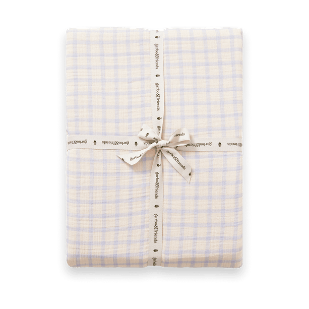 Drap-housse Gingham Sky Blue Muslin - 160x200x30 cm - Garbo&Friends