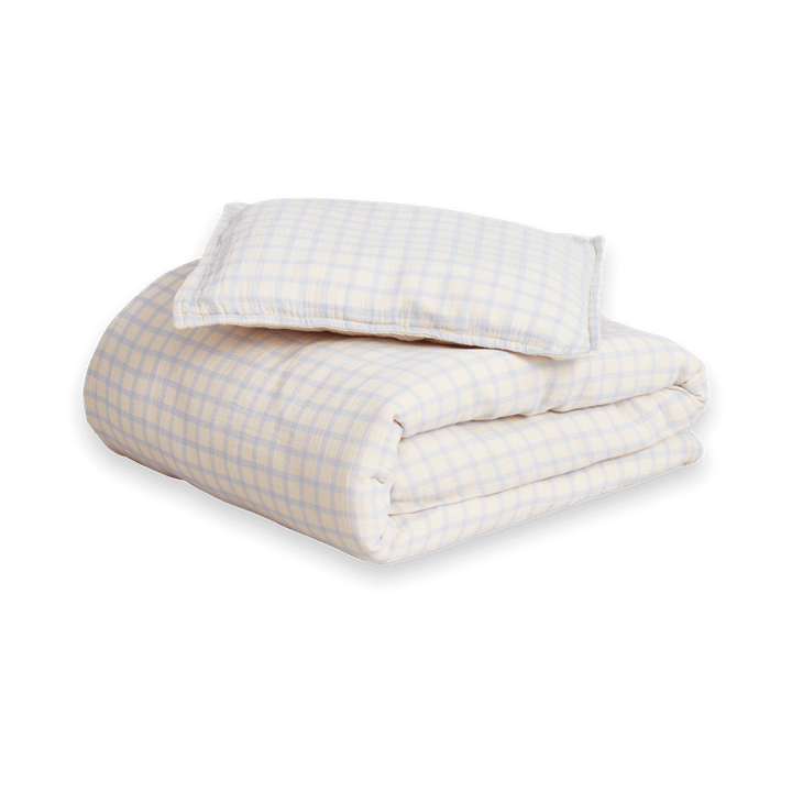 Ensemble de lit pour bébé Gingham Sky Blue Muslin - 70x80 cm/28x35 cm - Garbo&Friends