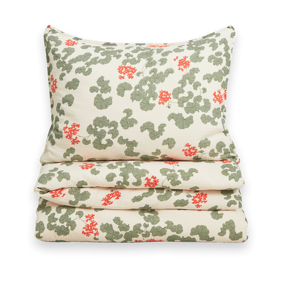 Parure de lit Pelargonium Muslin - 150x210 cm/50x60 cm - Garbo&Friends