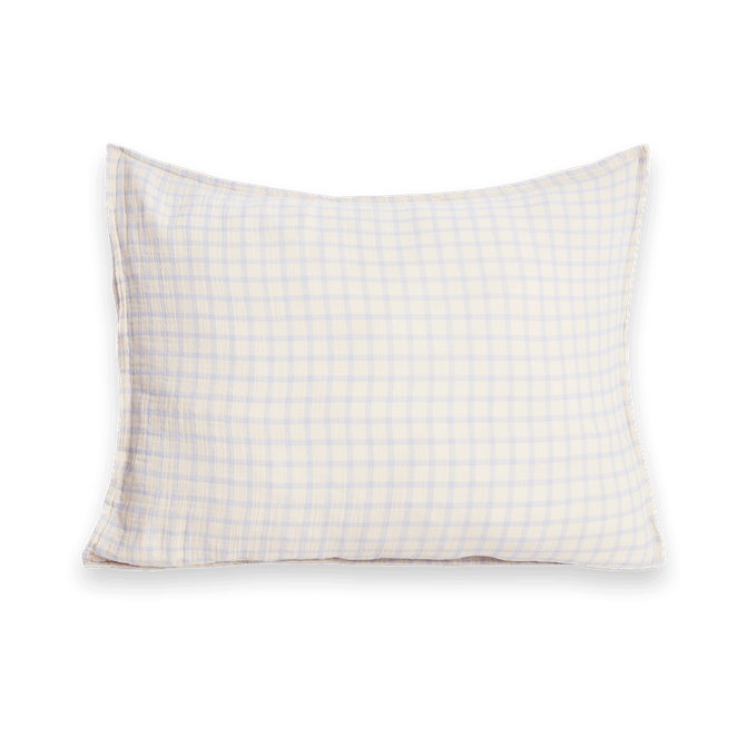 Taie d'oreiller Gingham Sky Blue Muslin, 50x60 cm Garbo&Friends