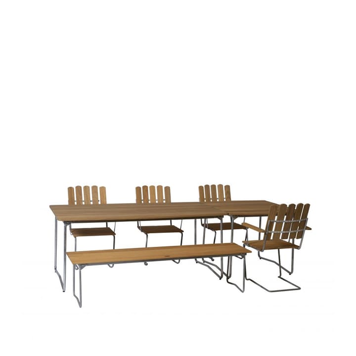 Banc 9, Chêne laqué banc 170 cm- galvanisation à chaud Grythyttan Stålmöbler