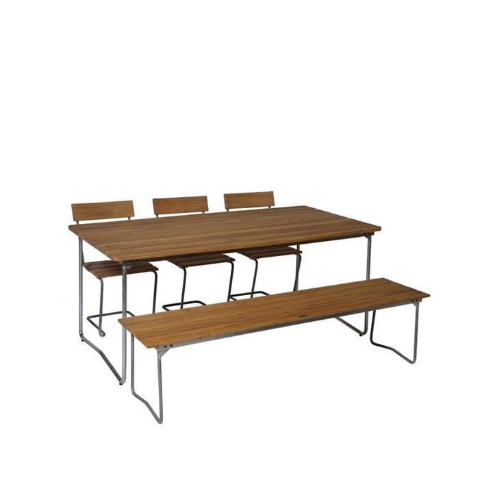 Chaise 1 - Teck-structure en acier avec galvanisation à chaud - Grythyttan Stålmöbler