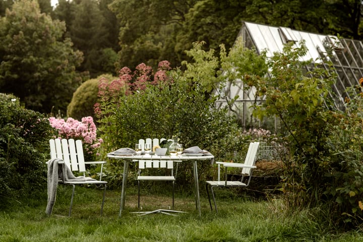 Ensemble Salle à Manger Grythyttan blanc 9A Ø120cm + 5pcs A2 Grythyttan Stålmöbler