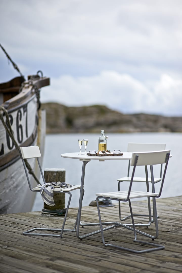 Table à manger 9A, Chêne laqué blanc Ø100 cm Grythyttan Stålmöbler